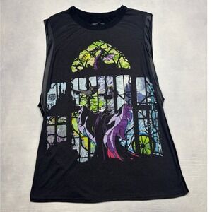 Disney Maleficent Stained Glass Graphic Muscle Tank Top Black Medium D05371293